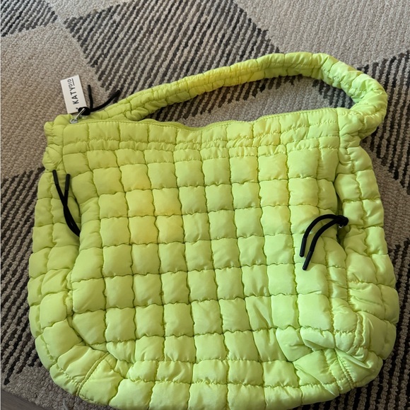 Katydid QUILTED PUFFER TOTE BAG NWT Lime Green - Picture 1 of 2